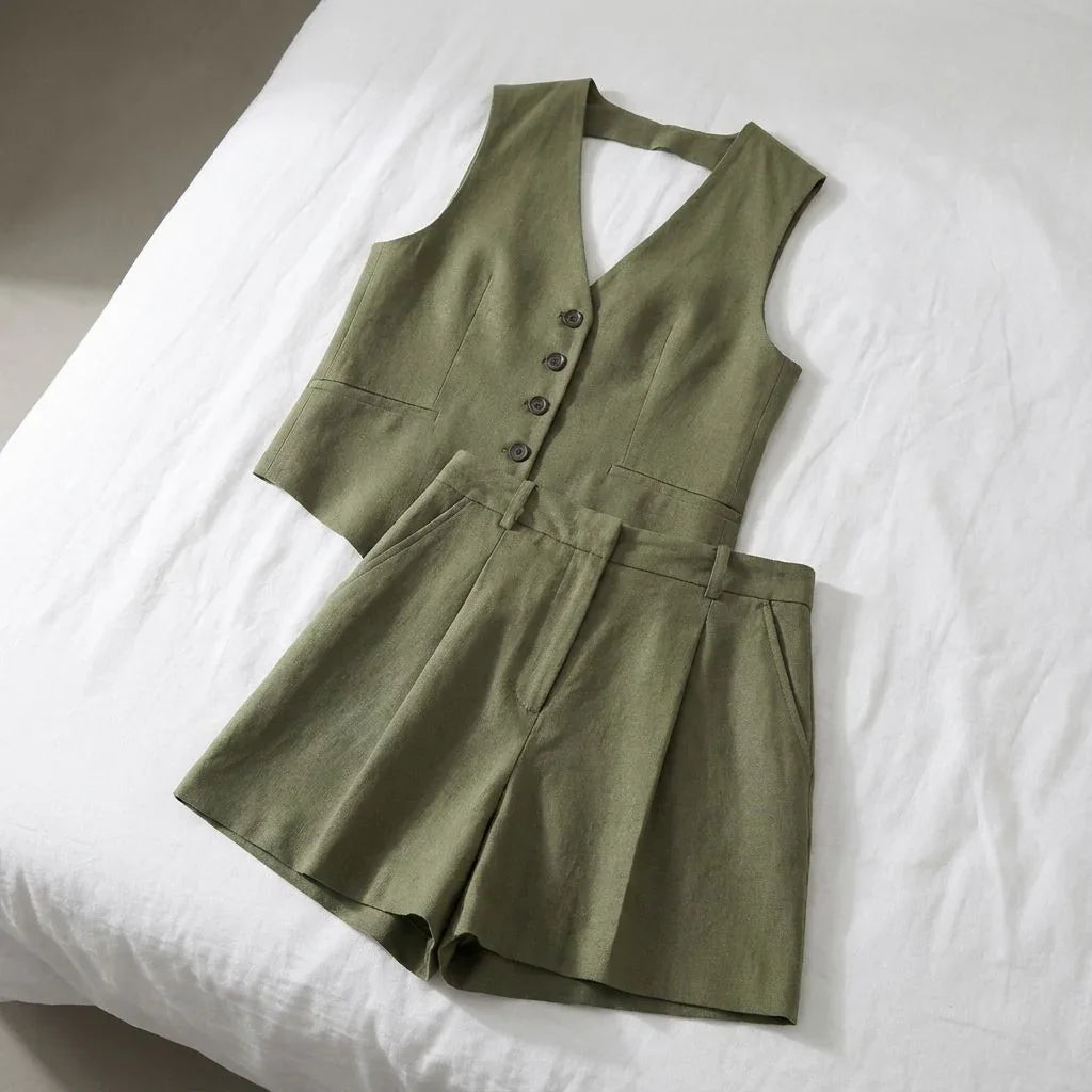 Conjunto Ipanema™ em Alfaiataria Casual de Algodão e Linho Misto / Leve, Chic e Atemporal!