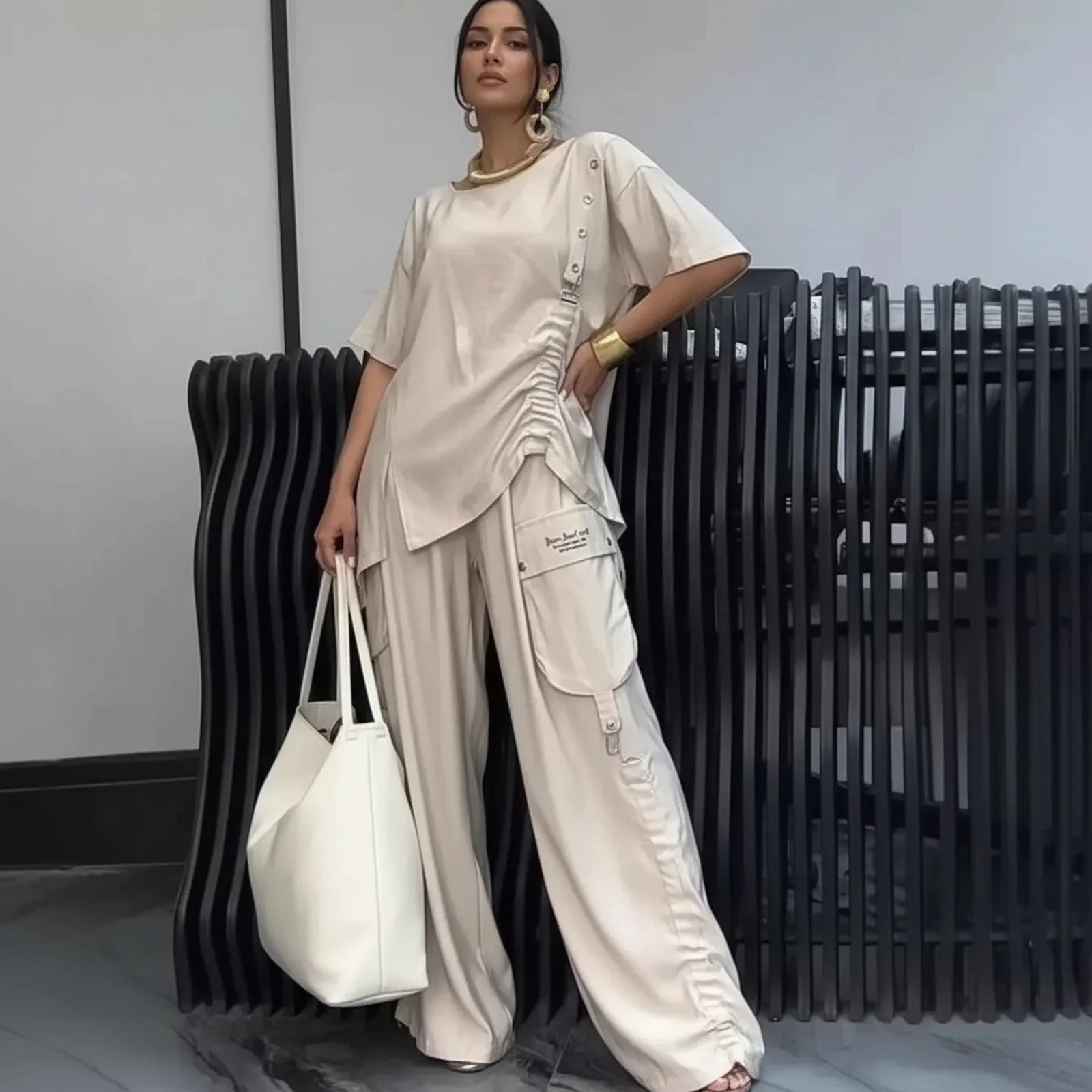 Conjunto Nomad Chic™ 2 Peças com Design Assimétrico e Silhueta Fluida / Elegância Moderna para a Rotina Dinâmica!