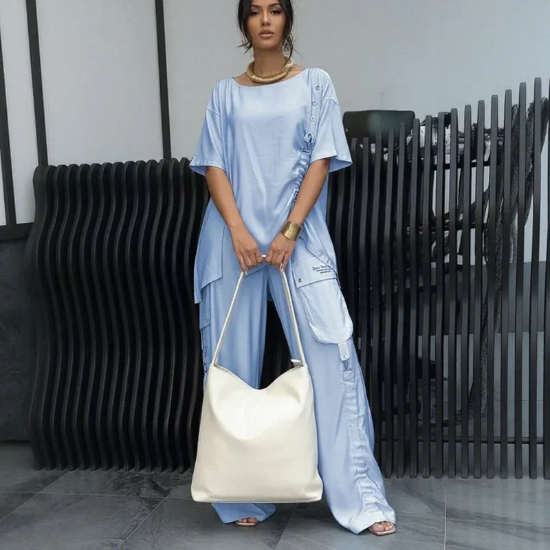 Conjunto Nomad Chic™ 2 Peças com Design Assimétrico e Silhueta Fluida / Elegância Moderna para a Rotina Dinâmica!