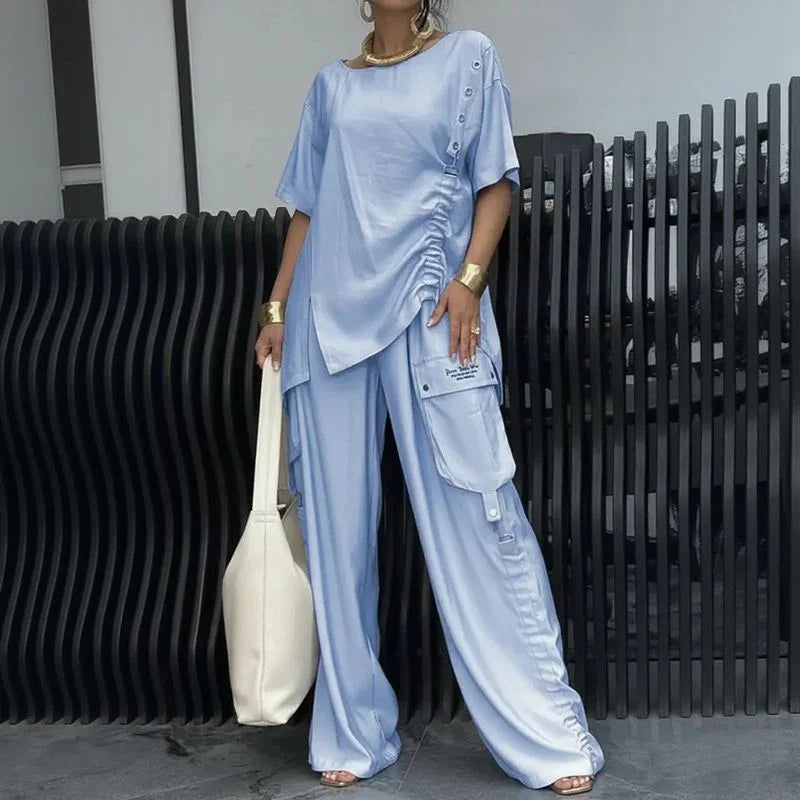 Conjunto Nomad Chic™ 2 Peças com Design Assimétrico e Silhueta Fluida / Elegância Moderna para a Rotina Dinâmica!