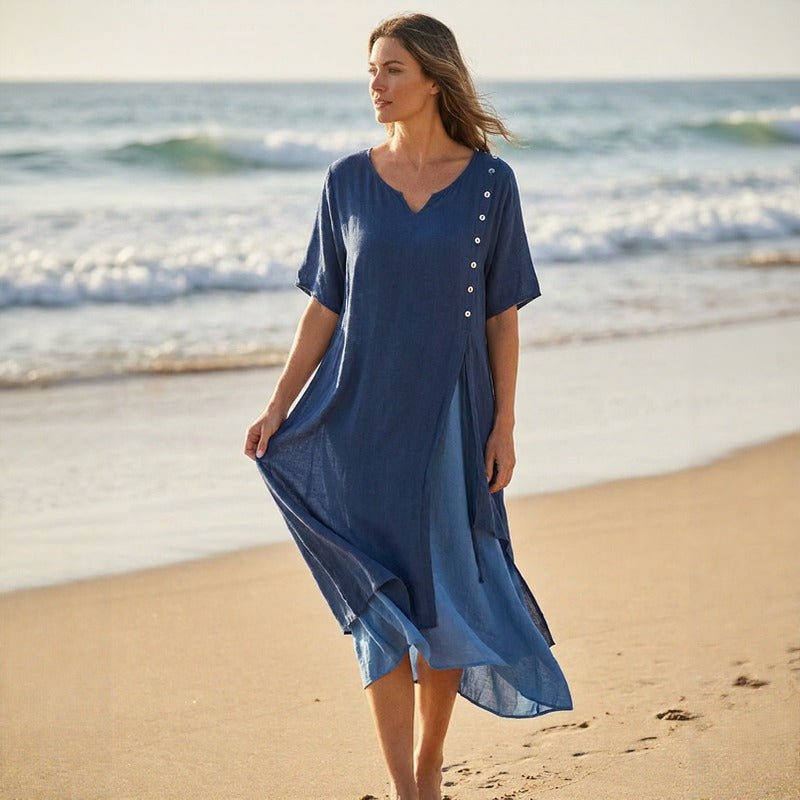 Vestido Miami™ em Viscose Premium com Fenda Lateral Estilizada