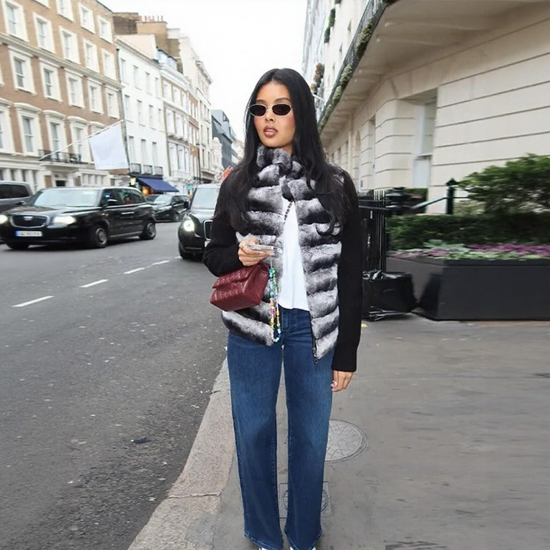 Casaco Sablê™ em Poliester Felpudo com Mangas de Malha