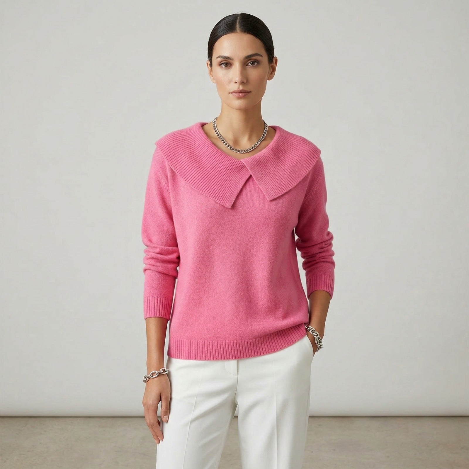 Blusa Noelle™ em Tricô Texturizado com Gola Estilizada