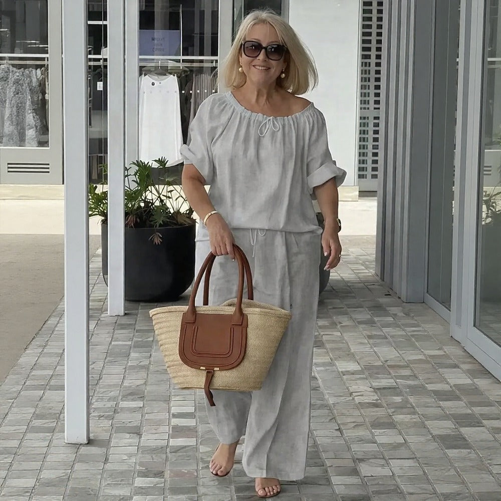 Conjunto Céliane™ em Linho de Algodão com Caimento Solto