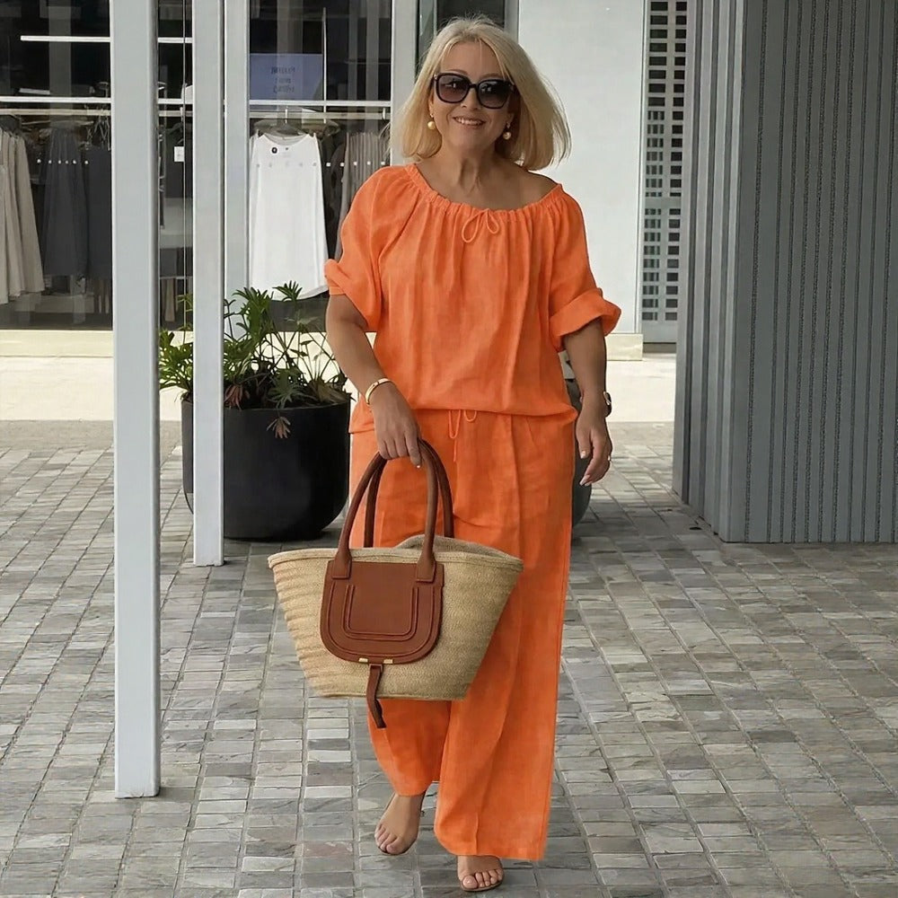 Conjunto Céliane™ em Linho de Algodão com Caimento Solto