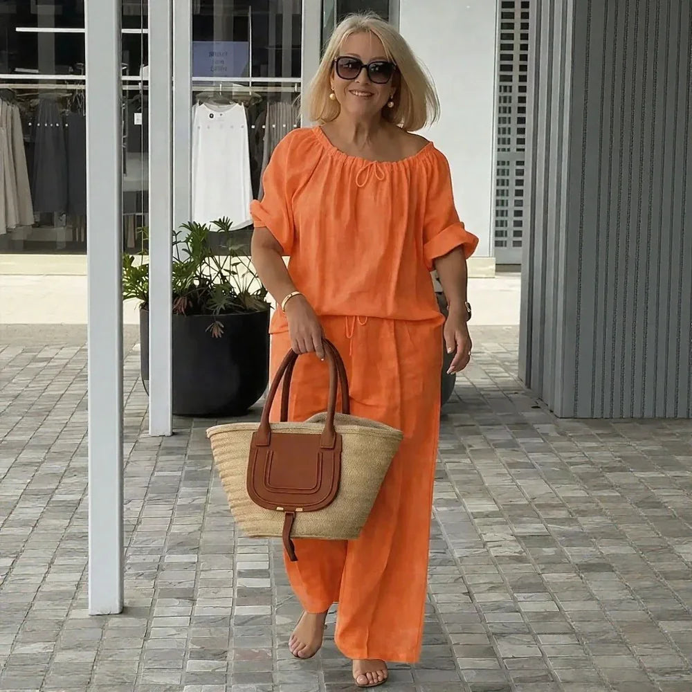 Conjunto Céliane™ em Linho de Algodão com Caimento Solto