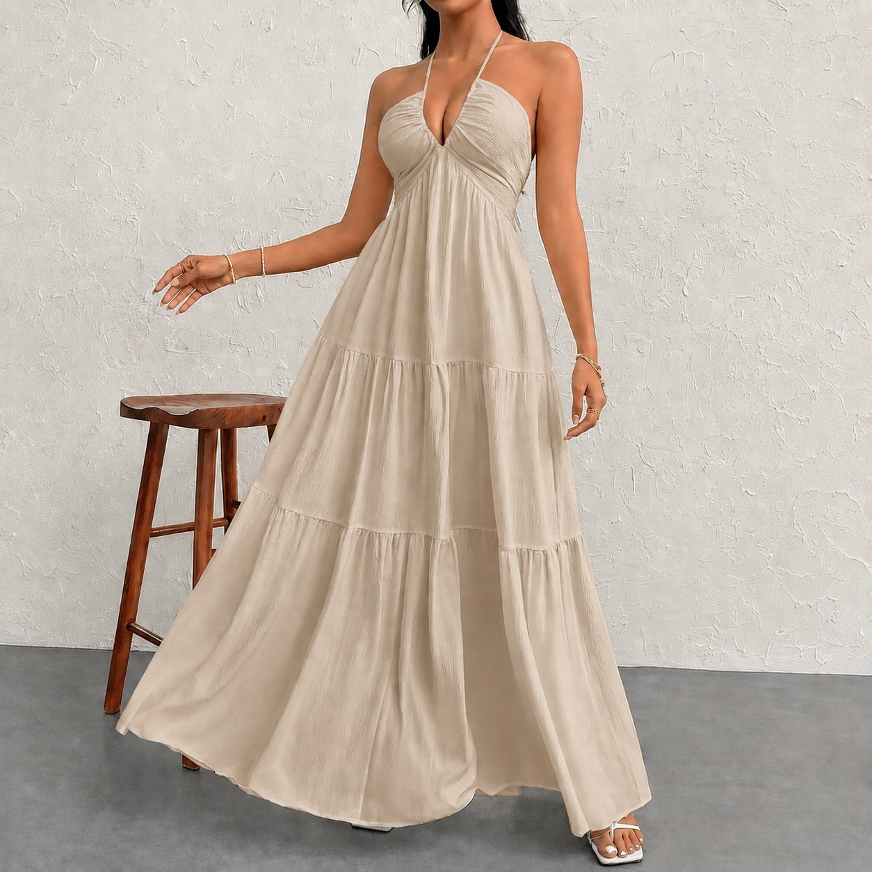 Vestido Marielle™ com Design Halter e Amarração Delicada