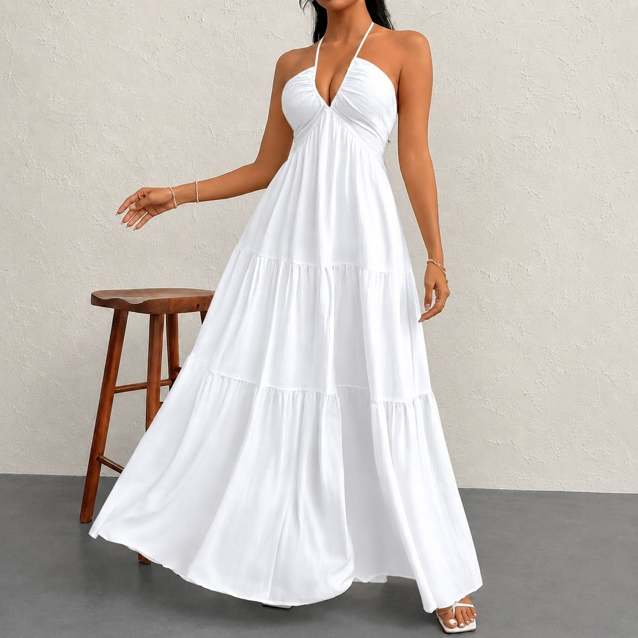 Vestido Marielle™ com Design Halter e Amarração Delicada