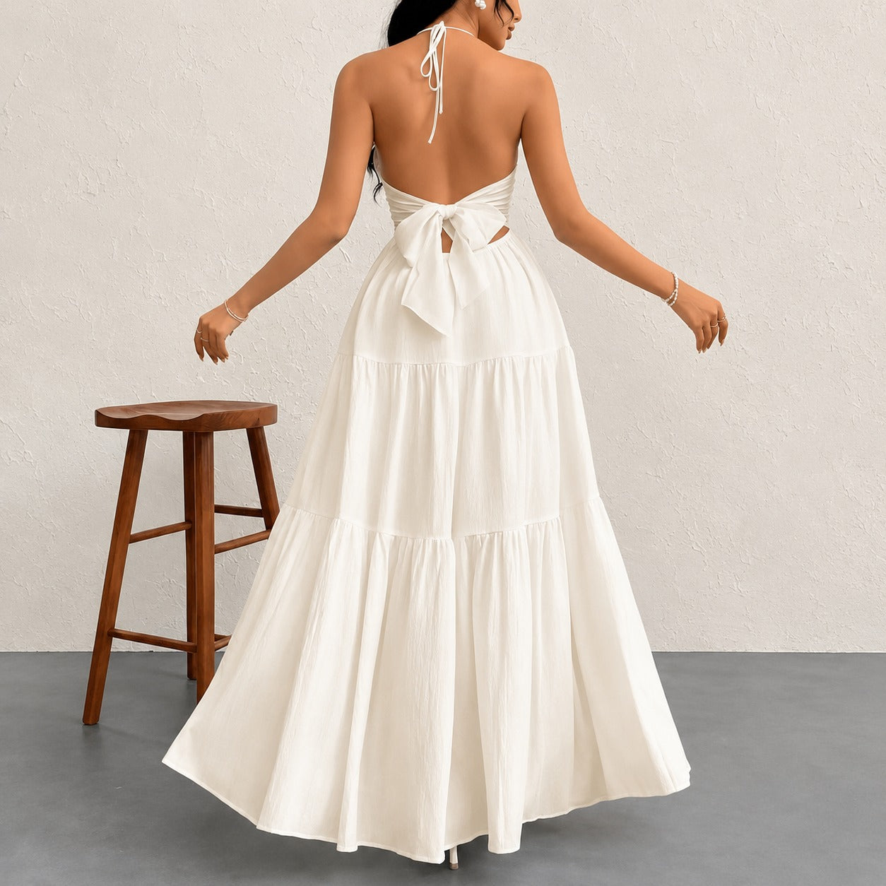 Vestido Marielle™ com Design Halter e Amarração Delicada