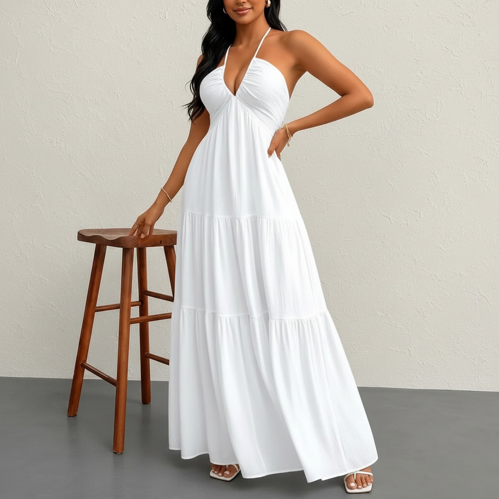 Vestido Marielle™ com Design Halter e Amarração Delicada