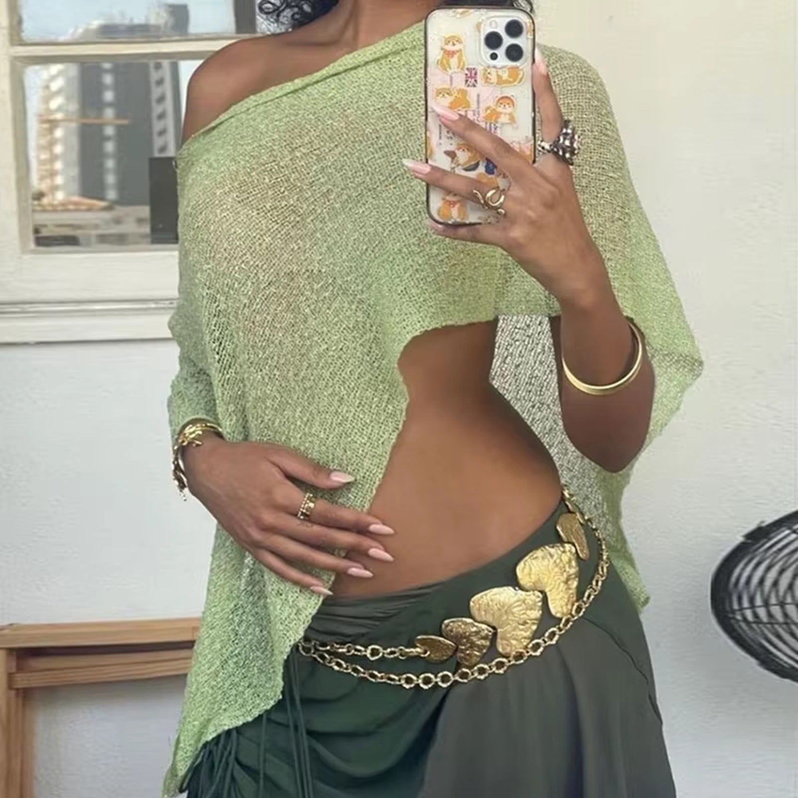 Blusa Melissa™ Estilo Poncho em Malha Leve