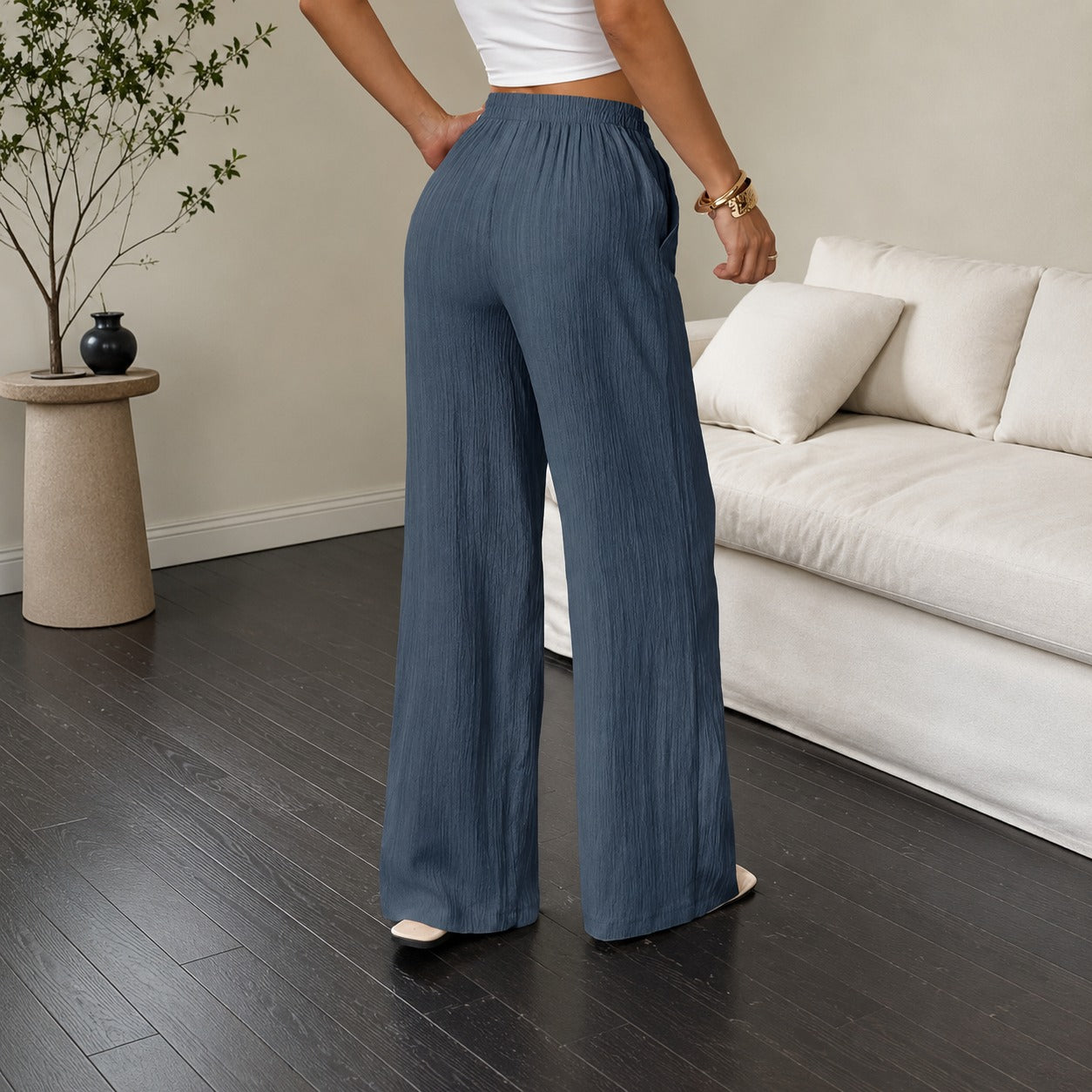 Calça Marelle™ com Cordão Ajustável e Caimento Pantalona