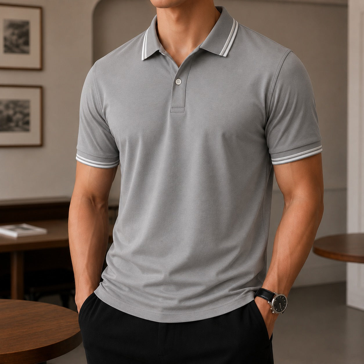 Camisa Polo Darian™ com Gola Contrastante, Manga Curta e Modelagem Clássica