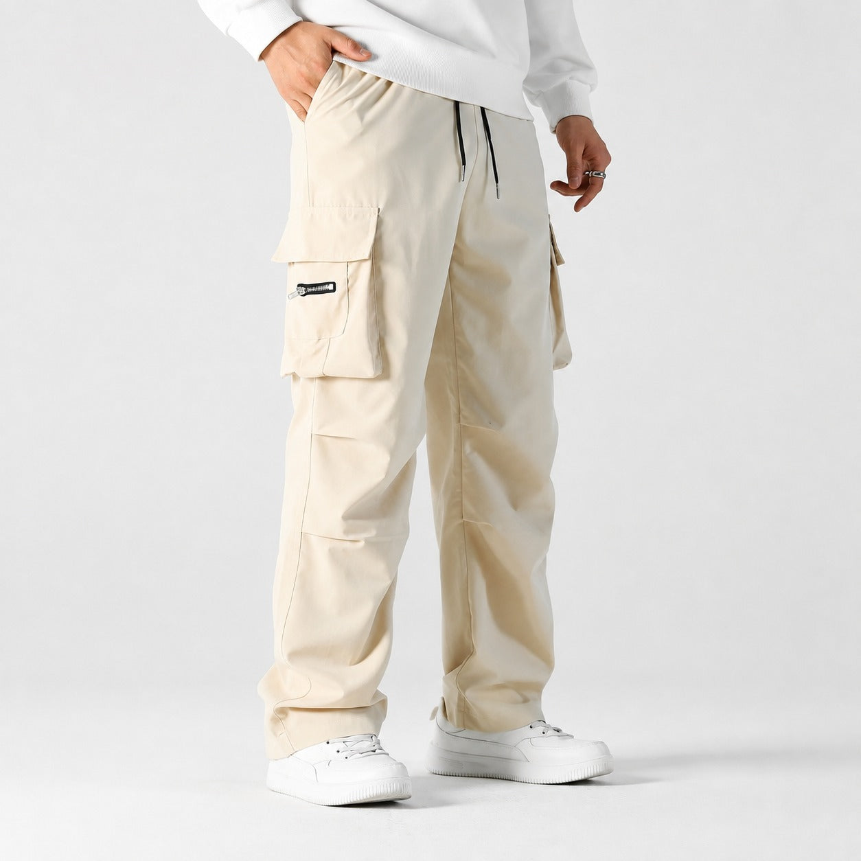 Calça Cargo Toren™ com Modelagem Ampla, Bolsos Laterais e Cós Ajustável