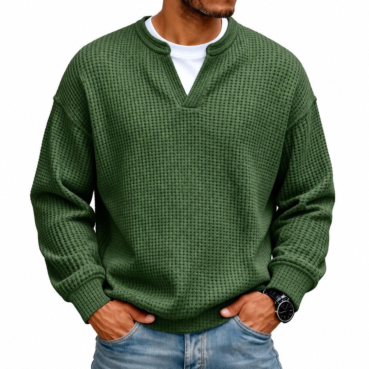 Suéter Caspian™ com Tecido Texturizado em Relevo e Gola Estruturada / Presença Masculina Sem Deixar o Visual Pesado