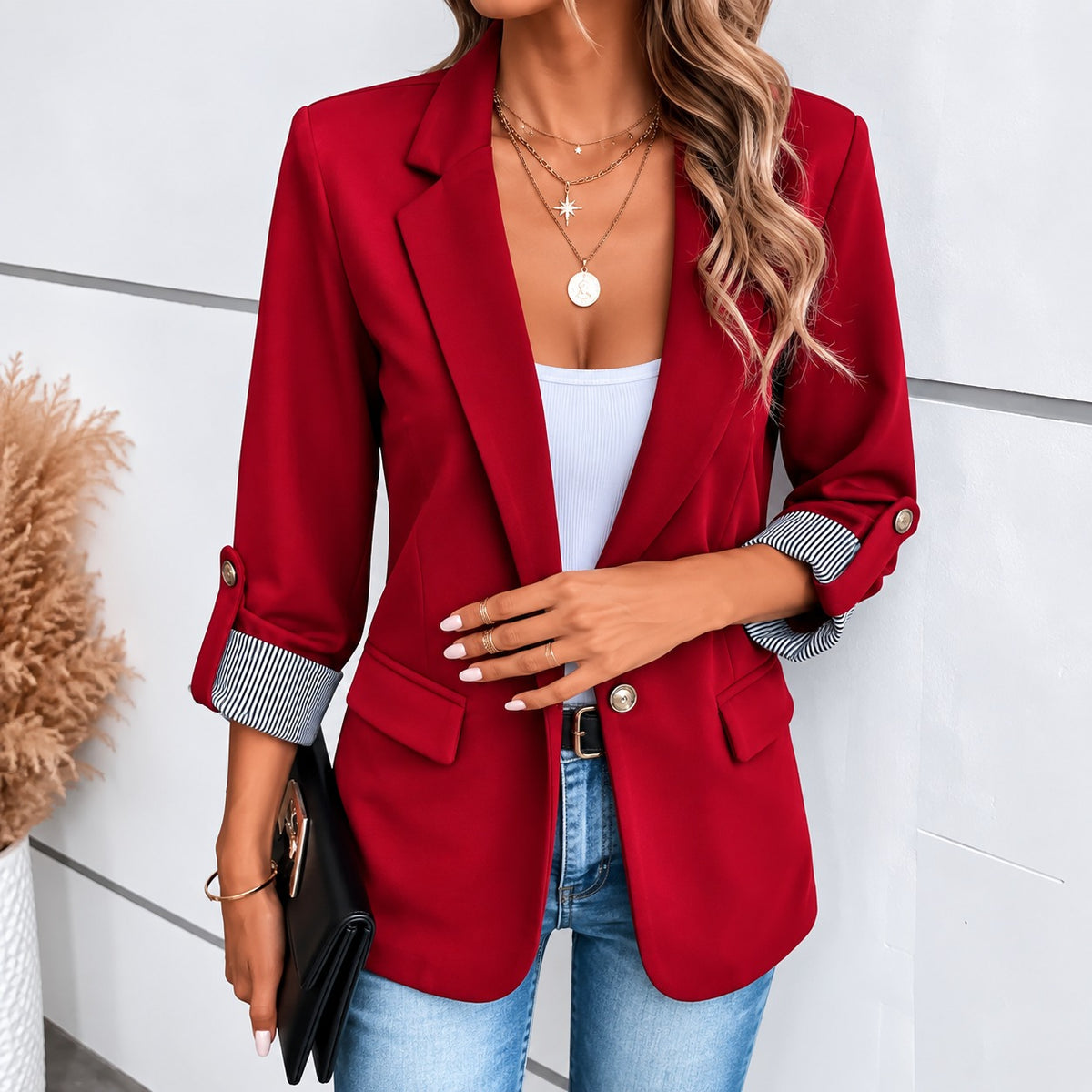 Blazer Brescia™ com Lapelas Clássicas, Punhos Listrados e Bolsos com Aba