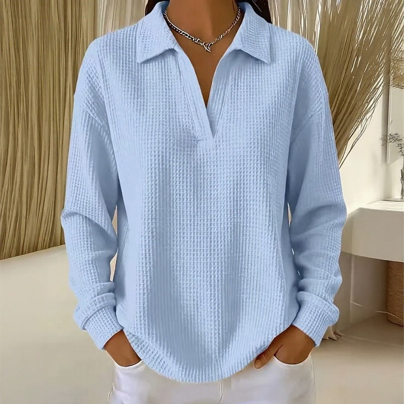 Blusa Luma™ com Tecido Texturizado, Gola Clássica e Modelagem Ampla / Detalhes Sutis Que Deixam o Básico Muito Mais Interessante