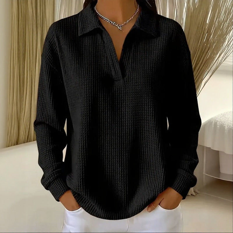 Blusa Luma™ com Tecido Texturizado, Gola Clássica e Modelagem Ampla / Detalhes Sutis Que Deixam o Básico Muito Mais Interessante