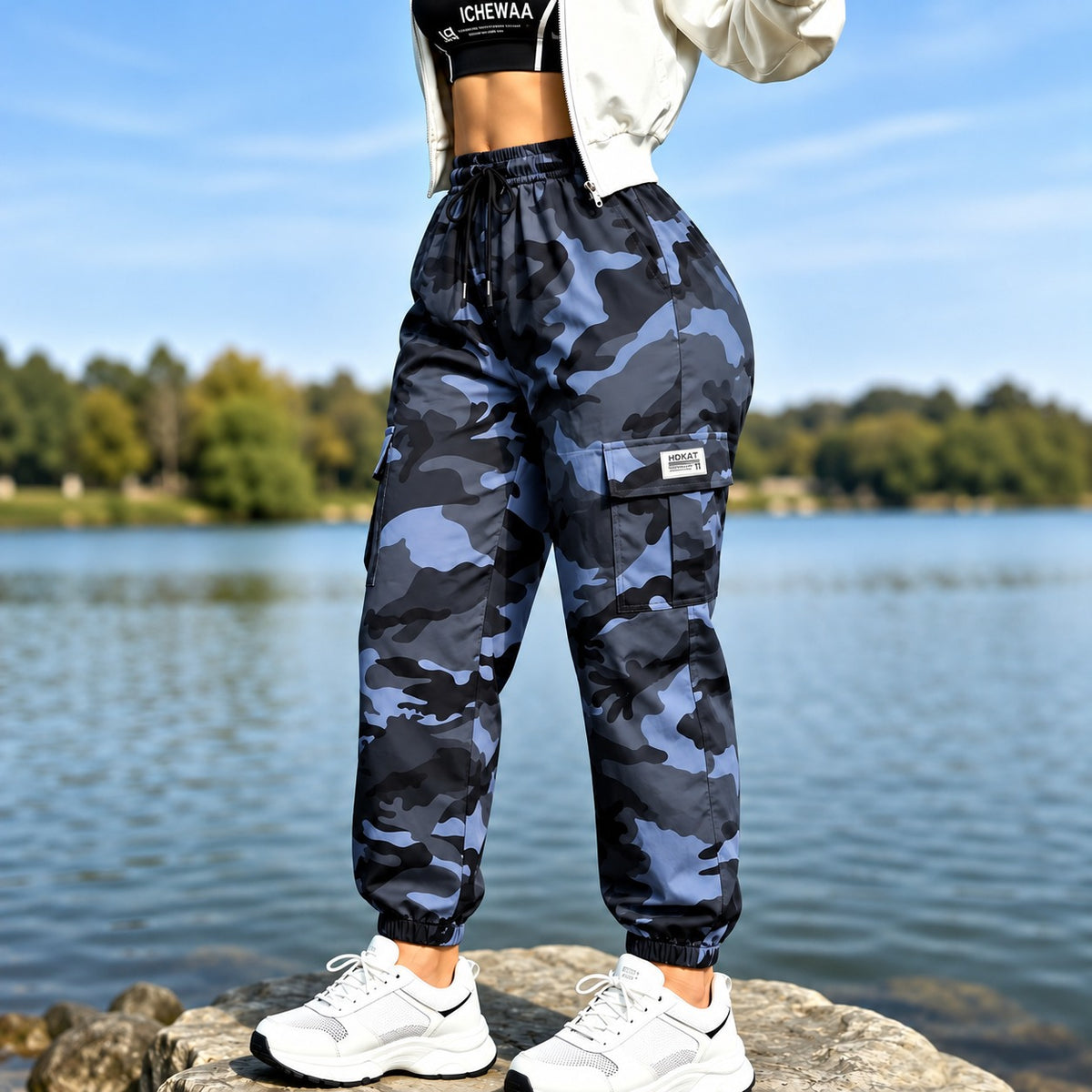 Calça Cargo Kendra™ com Cós Ajustável, Bolsos Laterais e Modelagem Jogger