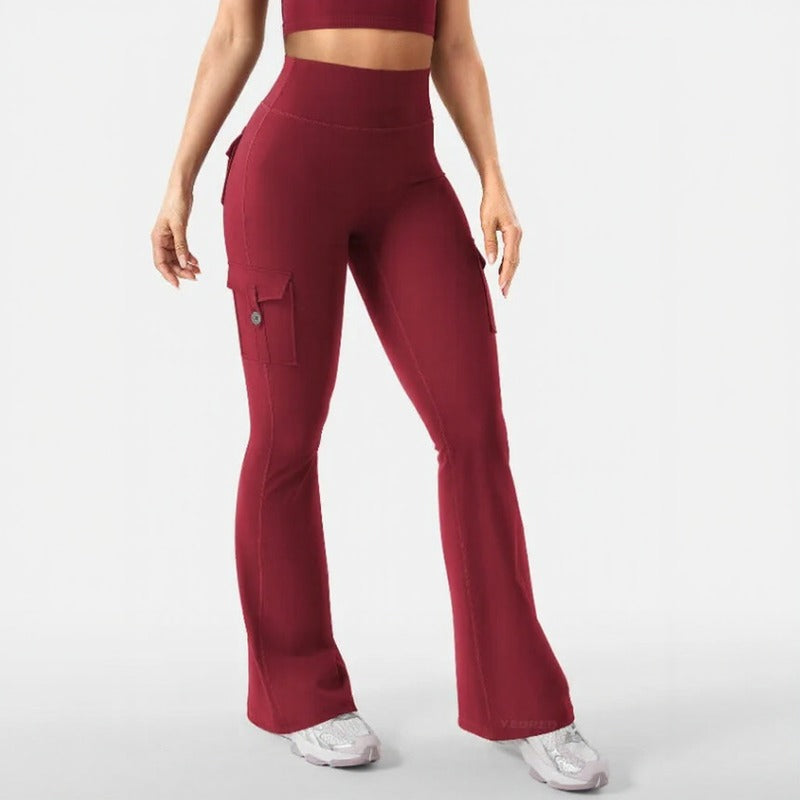 Calça legging Nadia™ com Efeito Empina Bumbum, Bolsos Cargo e Modelagem Flare / Estrutura e Curvas em Equilíbrio Para um Visual Mais Marcante