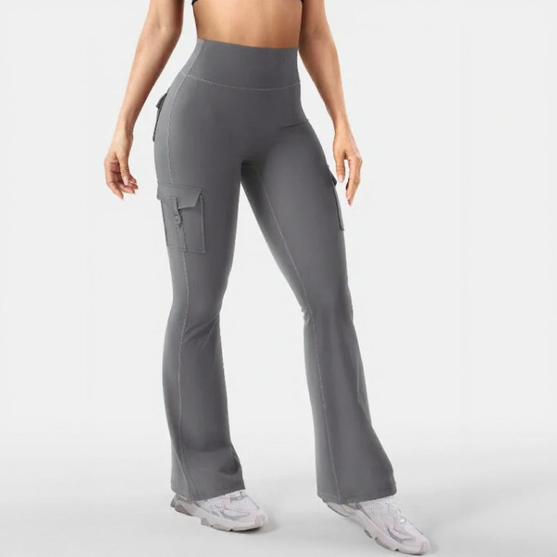 Calça legging Nadia™ com Efeito Empina Bumbum, Bolsos Cargo e Modelagem Flare / Estrutura e Curvas em Equilíbrio Para um Visual Mais Marcante