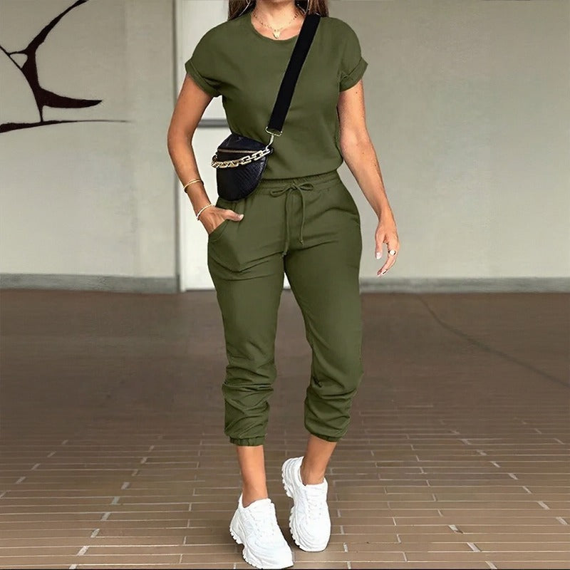 Conjunto Livenza™ com Blusa de Manga Curta e Calça Jogger com Cós Ajustável / O Equilíbrio Entre Conforto e Estilo Para Sua Rotina