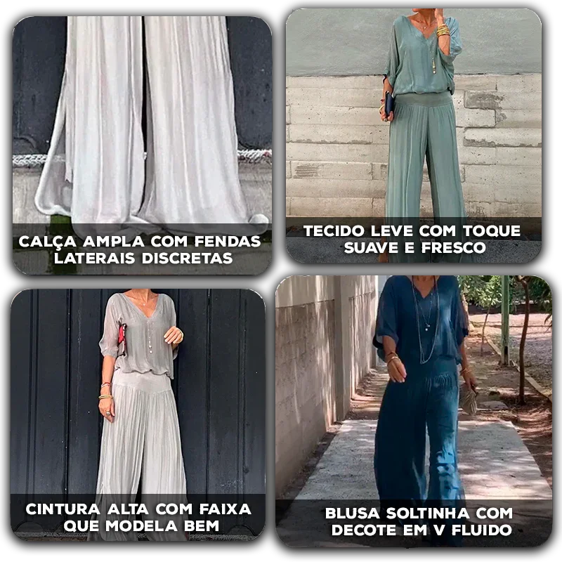 Conjunto Eudora™ com Fenda e Cintura Alta / Para Mulheres que Caminham com Charme e Elegância Natural!