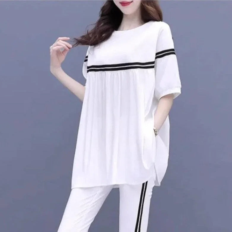 Conjunto Lucille™ com Blusa Soltinha + Calça Lycra - Pureza e Conforto Clássico do Algodão! - ModernLar