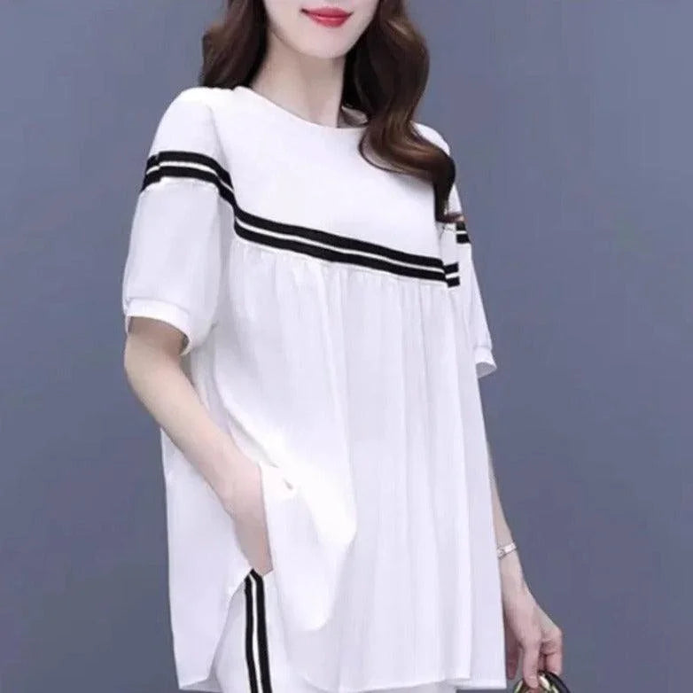 Conjunto Lucille™ com Blusa Soltinha + Calça Lycra - Pureza e Conforto Clássico do Algodão! - ModernLar