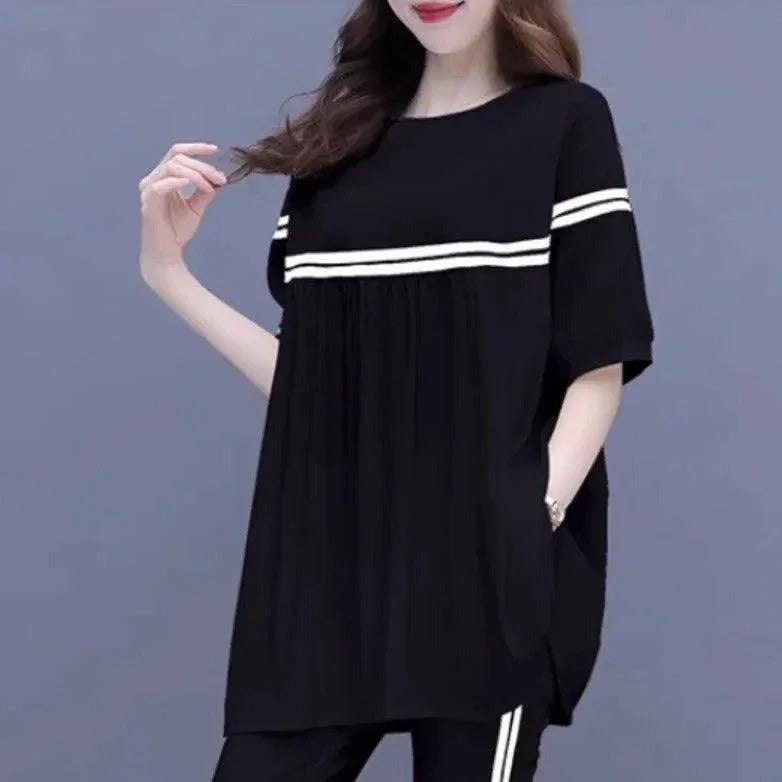 Conjunto Lucille™ com Blusa Soltinha + Calça Lycra - Pureza e Conforto Clássico do Algodão! - ModernLar