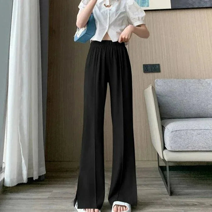 Calça Granphina™ Cós Alto Super Soltinha em Seda Gelo - ModernLar