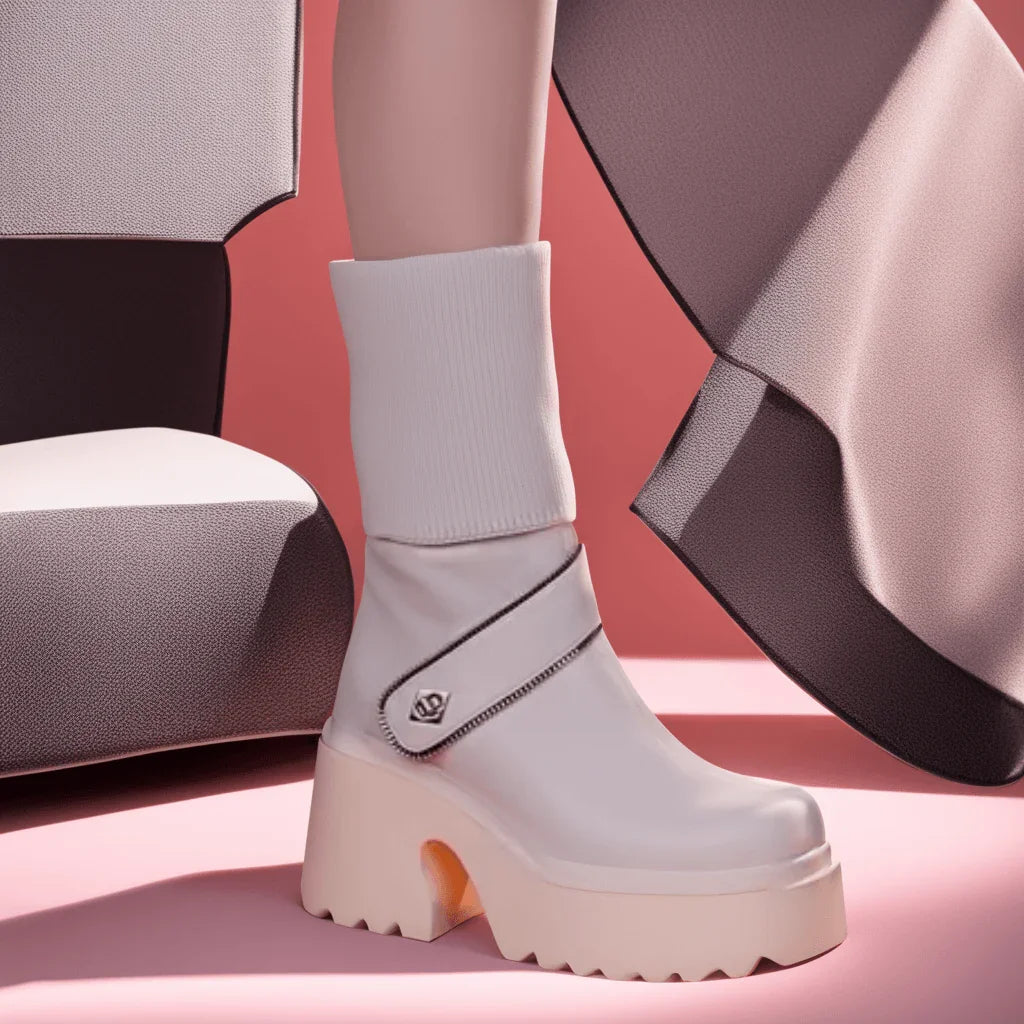 Bota Margareth™ com Cano Ajustável e Plataforma de 5cm - Elegância e Versatilidade em um Único Design! - ModernLar