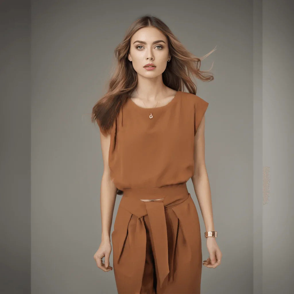 Conjunto Aurora™ com Blusinha de Amarração + Calça de Cintura Alta / A Escolha Certeira para Mulheres Elegantes e Estilosas! - ModernLar