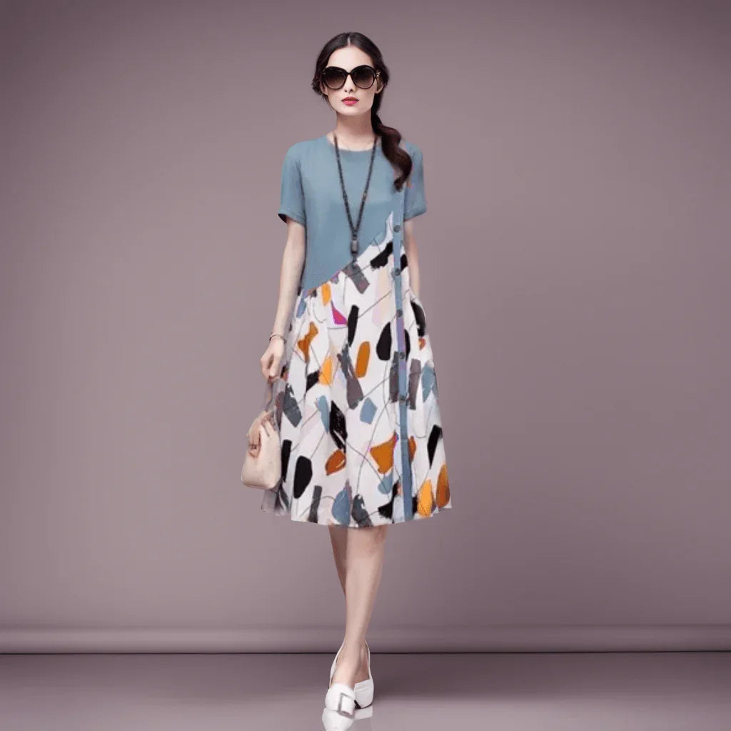 Vestido Magnólia™ Toque Moderno / Uma Pintura Vestível de Elegância e Conforto! - ModernLar