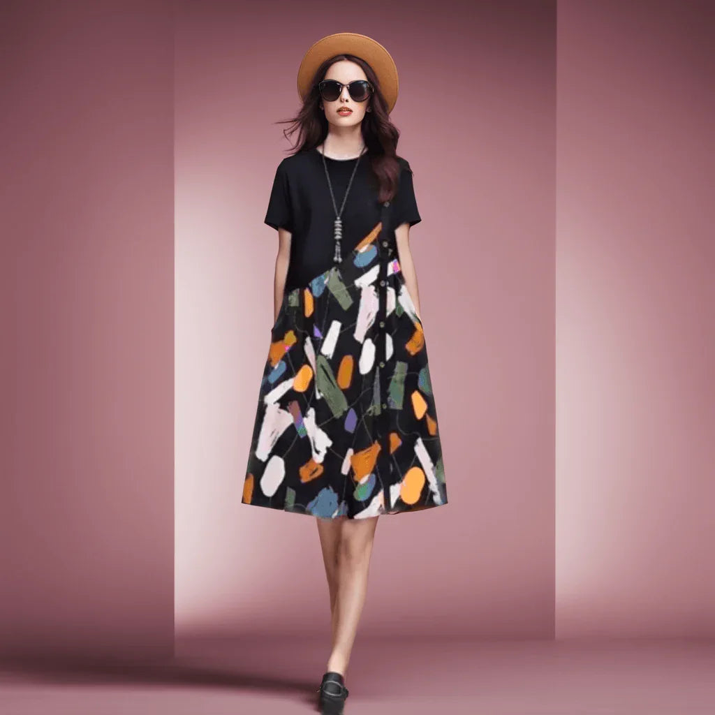 Vestido Magnólia™ Toque Moderno / Uma Pintura Vestível de Elegância e Conforto! - ModernLar