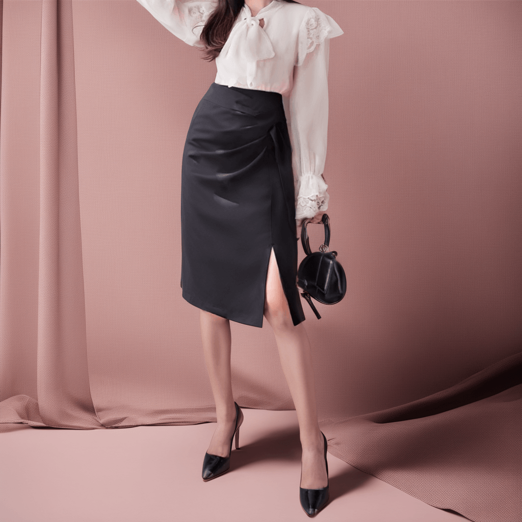 (Promo de Lançamento: Compre 1, Leve 2) Saias Lívia™ com Amarração Lateral e Cintura Alta / A Magia do Design Envolvente para um Look Urbano Distinto! - ModernLar