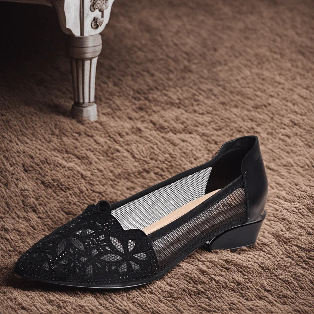 Sapato Eva™ com Strass e Renda / Seus Passos Com a Mais Pura Elegância e Sofisticação - ModernLar
