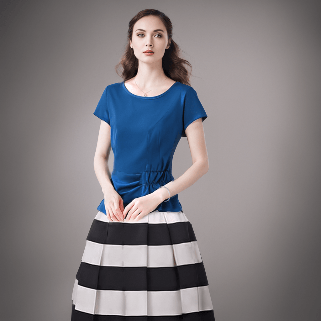 Conjunto Beleza Pura™: Saia com Listras Notáveis e Blusa Elegante! - ModernLar