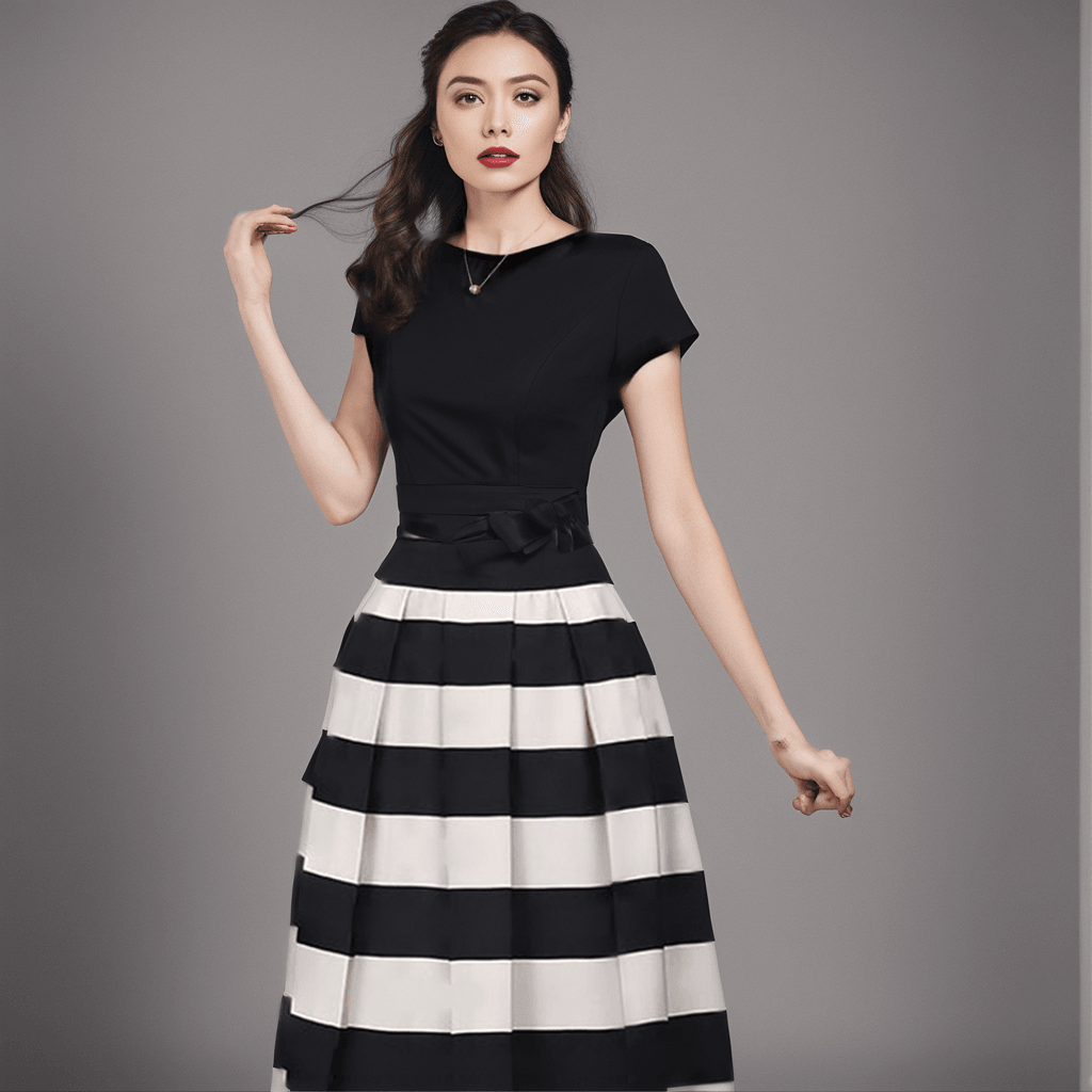 Conjunto Beleza Pura™: Saia com Listras Notáveis e Blusa Elegante! - ModernLar