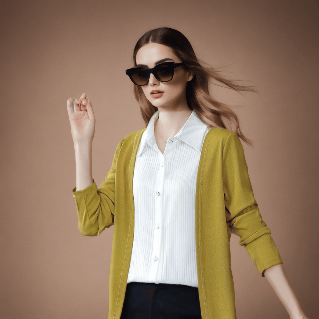 Camisa com Cardigã Sobreposto Modelo 2 em 1 Chic Femme™ - ModernLar