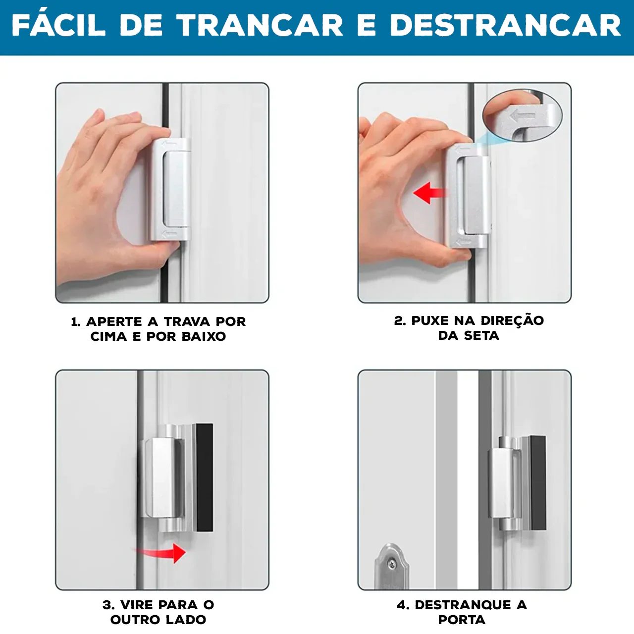 Trava SeguraFix™ em Alumínio Reforçado com Indicador de Direção / Proteção Moderna e Elegância Funcional para Seu Lar!