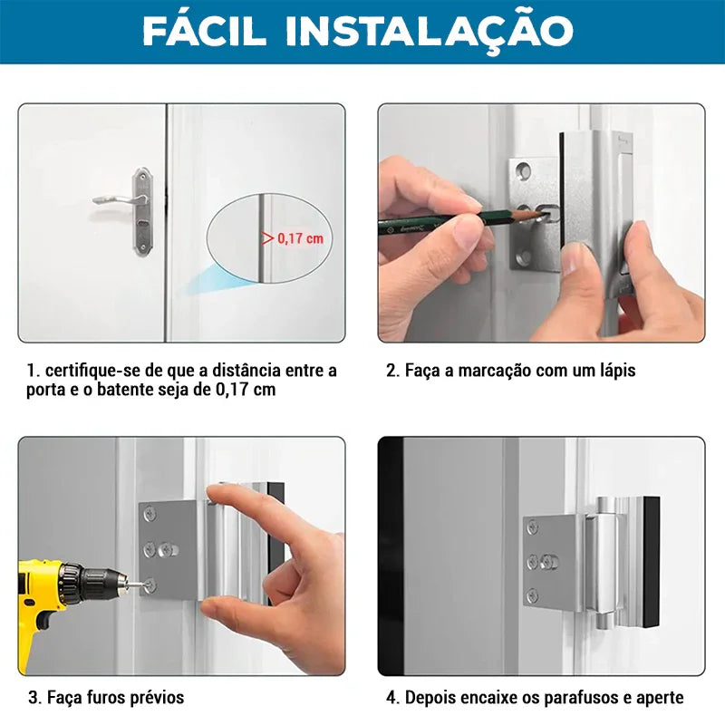 Trava SeguraFix™ em Alumínio Reforçado com Indicador de Direção / Proteção Moderna e Elegância Funcional para Seu Lar!