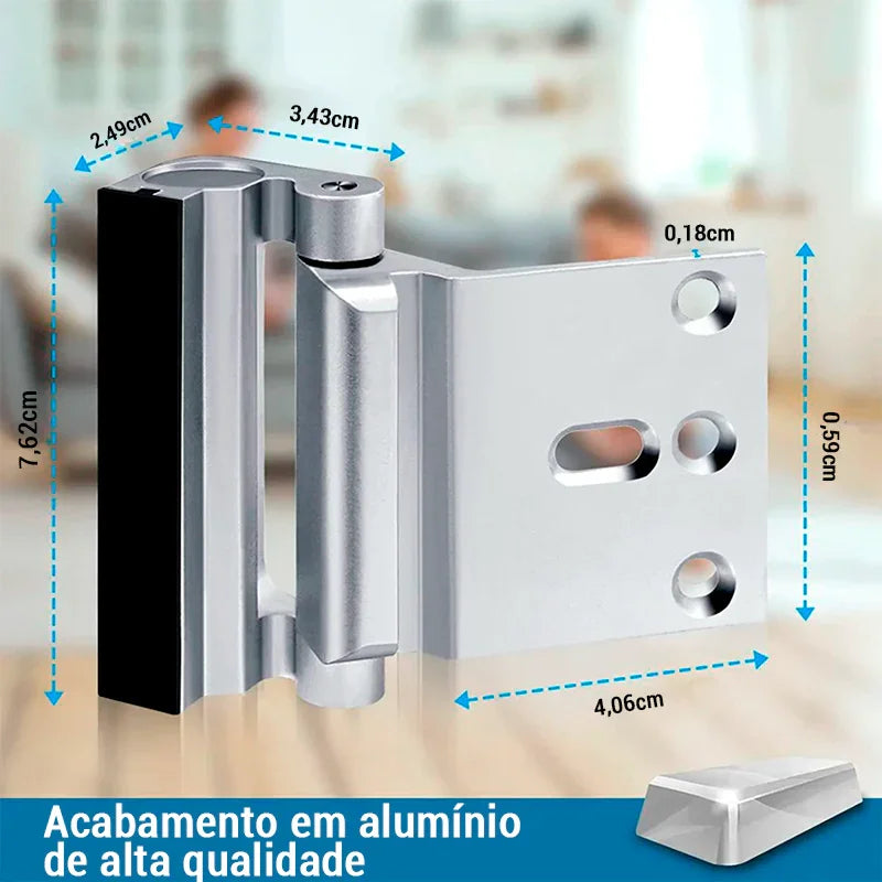 Trava SeguraFix™ em Alumínio Reforçado com Indicador de Direção / Proteção Moderna e Elegância Funcional para Seu Lar!