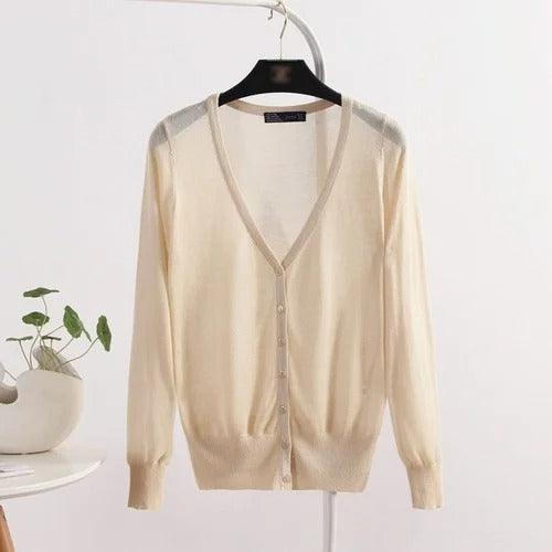Blusinha Estilo Cardigan AmeliaSunset™ - Moda Verāo Outono com Frescor e Proteção UV - ModernLar