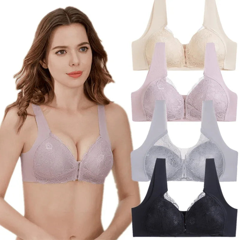 Kit Sutiãs Female™ em Seda Gelo com Fechamento Frontal e Detalhes em Renda - ModernLar