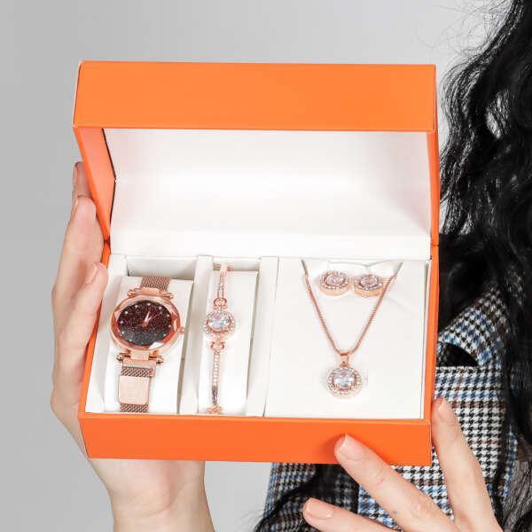 Conjunto de Acessórios Glamour Sky (Relógio, Bracelete, Colar e Brincos) - ModernLar