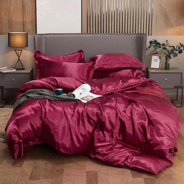 Conjunto de Roupas de Cama de Cetim Funnry™ 4 Peças / Luxo & Requinte para seu quarto! - ModernLar