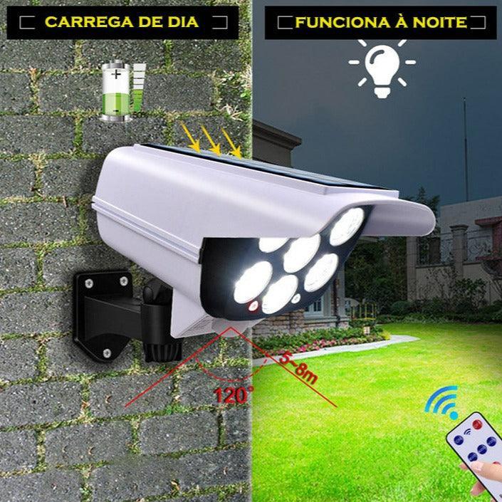 Holofote Solar RayCam™ com Desing de Câmera de Segurança / Iluminação Potente e Econômica para seu Lar! - ModernLar