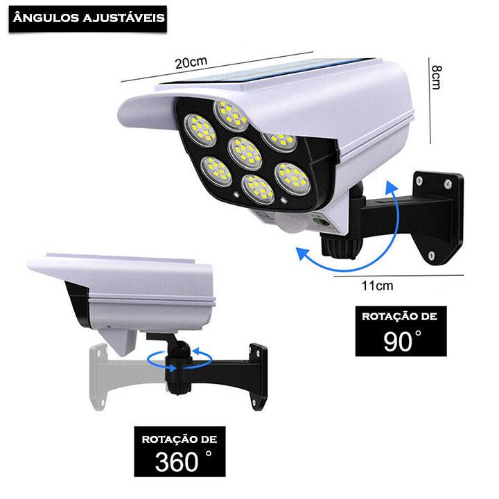 Holofote Solar RayCam™ com Desing de Câmera de Segurança / Iluminação Potente e Econômica para seu Lar! - ModernLar