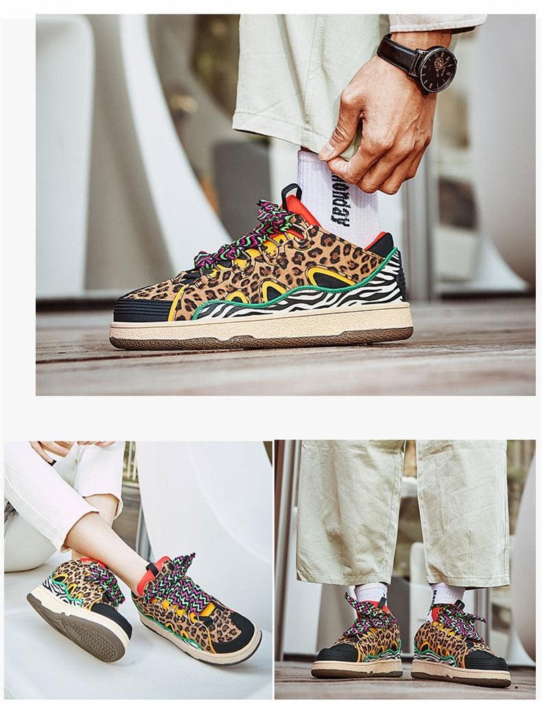 Tênis Unissex de Grife - Leopard Print / Domine as Ruas com Estilo Selvagem! - ModernLar